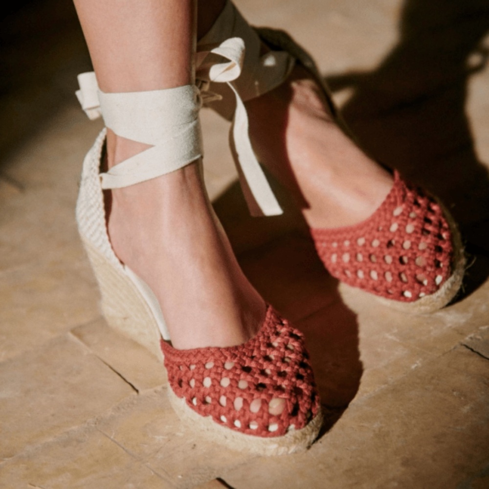 Sezane Pink Crochet Melodie Espadrilles Size 7 (FR38)